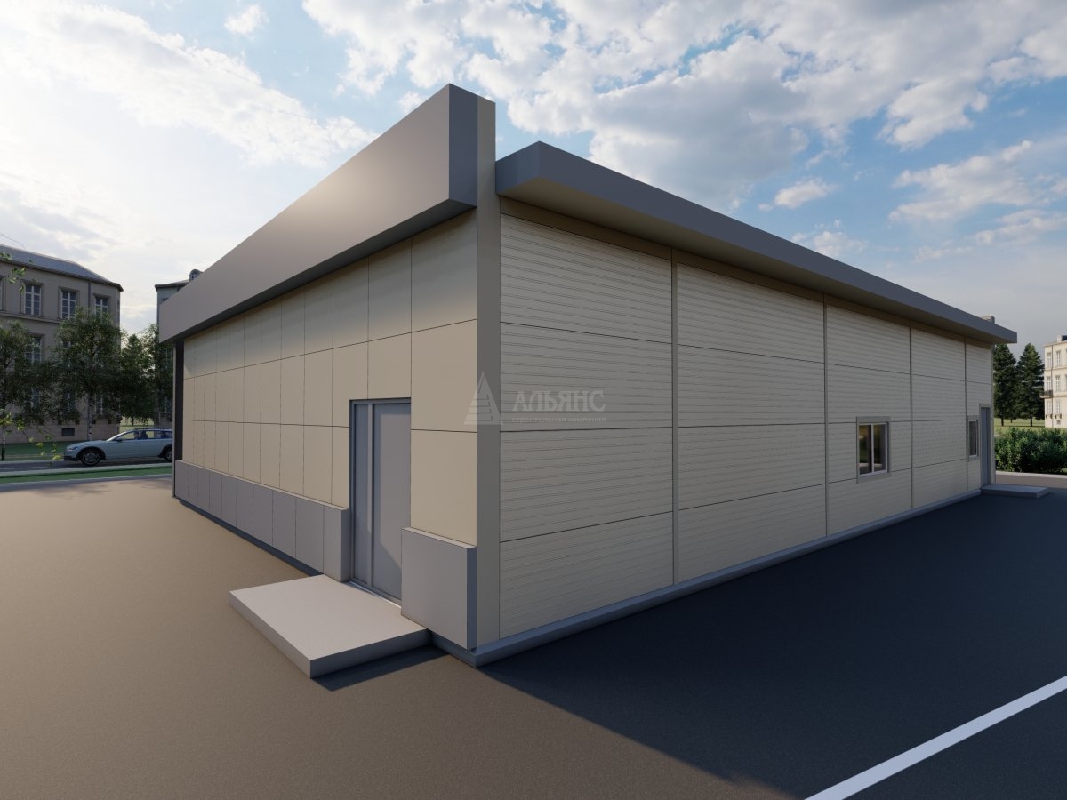 3D визуализация Торговый павильон из сэндвич-панелей - фото 3